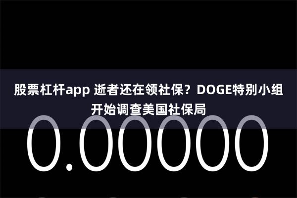 股票杠杆app 逝者还在领社保？DOGE特别小组开始调查美国社保局