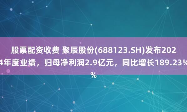 股票配资收费 聚辰股份(688123.SH)发布2024年度业绩，归母净利润2.9亿元，同比增长189.23%