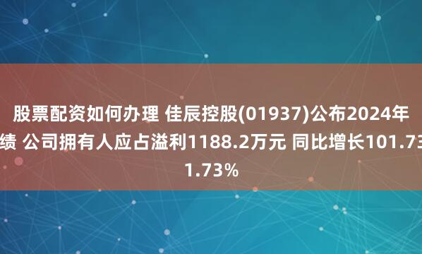 股票配资如何办理 佳辰控股(01937)公布2024年业绩 公司拥有人应占溢利1188.2万元 同比增长101.73%