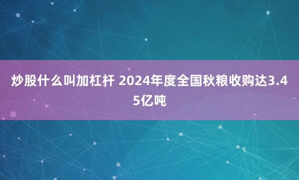 炒股什么叫加杠杆 2024年度全国秋粮收购达3.45亿吨
