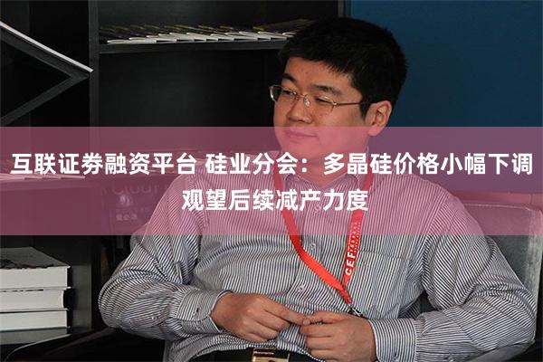 互联证劵融资平台 硅业分会：多晶硅价格小幅下调 观望后续减产力度